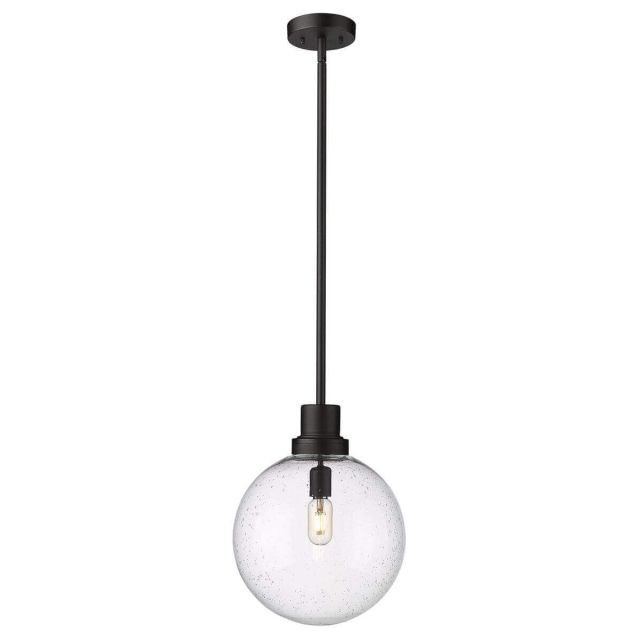 Z-Lite Lighting Laurent 1 Light 12 inch Outdoor Pendant in Black with Clear Seedy Glass 599P12-BK
