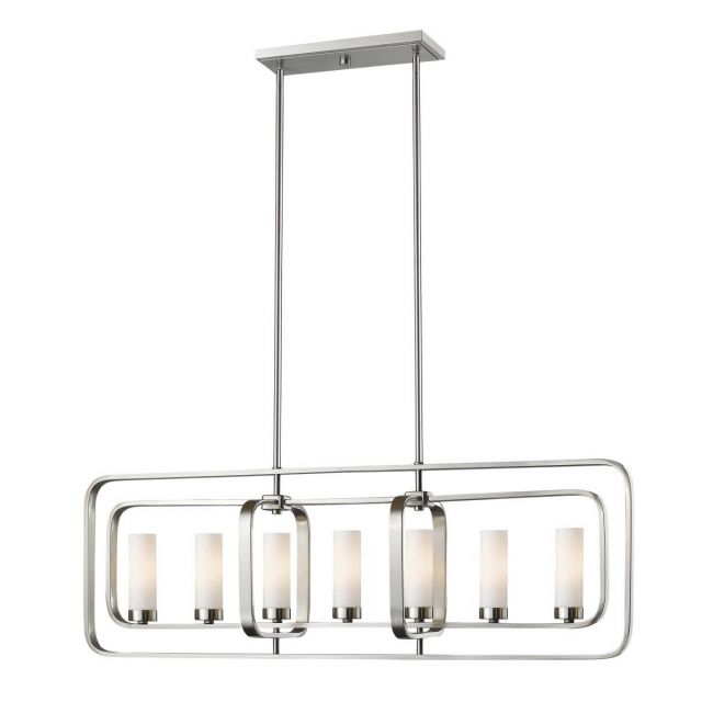 Z-Lite Lighting 6000-7L-BN Aideen 7 Light 42 inch Island Light in Brushed Nickel with Matte Opal Glass