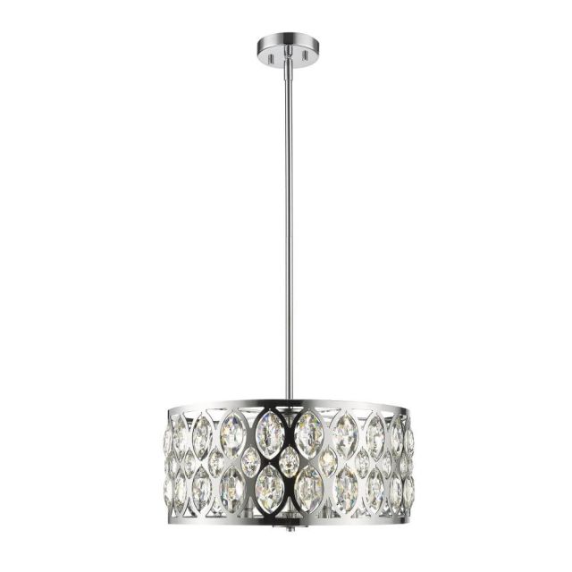 Z-Lite Dealey 5 Light 19 Inch Chandelier in Chrome with Clear Crystal Shade 6010-20CH