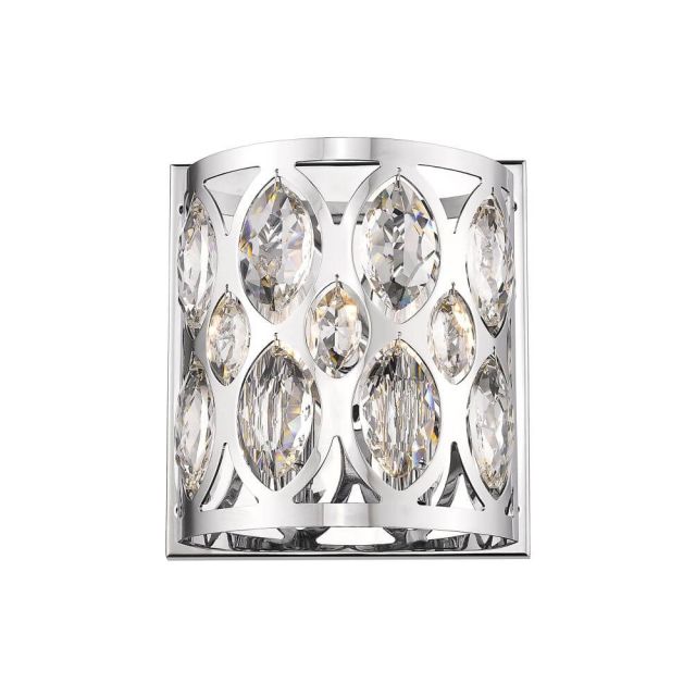 Z-Lite Dealey 2 Light 9 Inch Tall Wall Sconce in Chrome with Clear Crystal Shade 6010-2S-CH