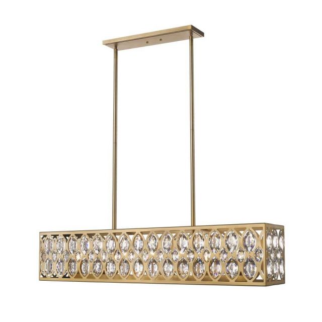 Z-Lite Dealey 7 Light 44 Inch Linear Light in Heirloom Brass with Clear Crystal Shade 6010-42HB