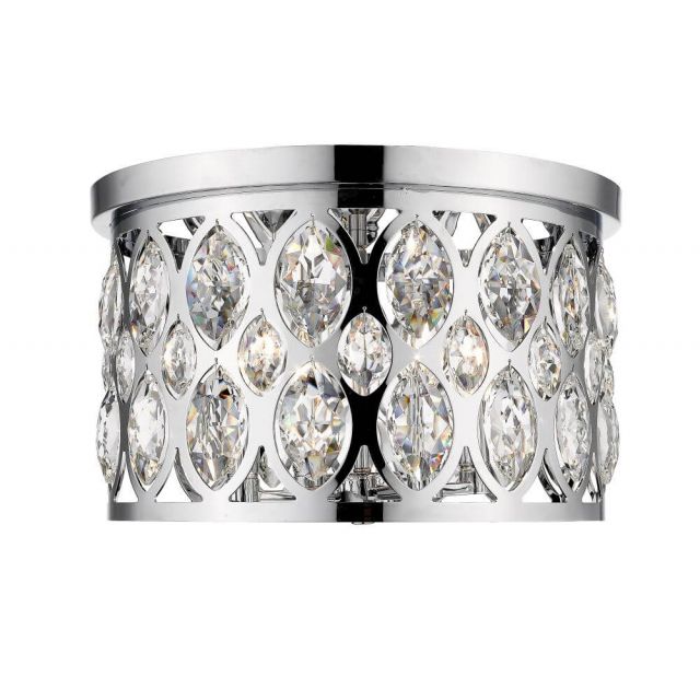 Z-Lite Dealey 4 Light 16 Inch Flush Mount in Chrome with Clear Crystal Shade 6010F15CH