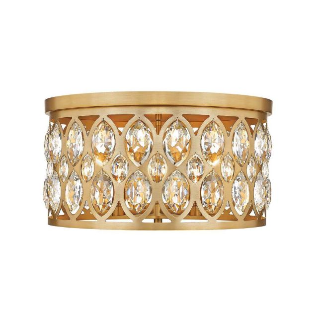 Z-Lite Lighting Dealey 5 Light 18 inch Flush Mount in Heirloom Brass with Clear Crystal 6010F18HB