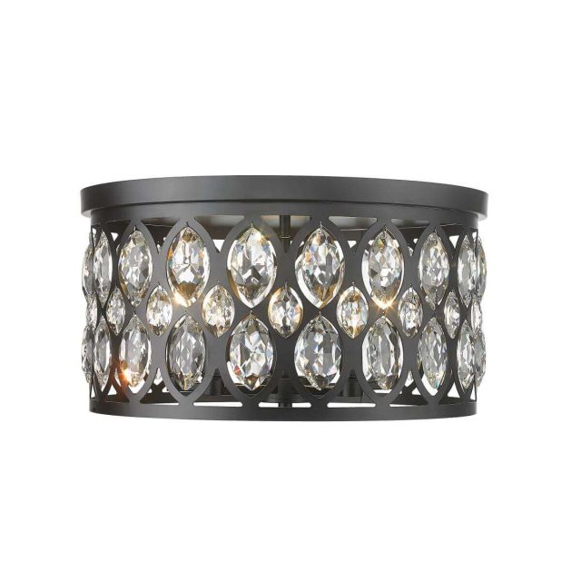 Z-Lite Lighting Dealey 5 Light 18 inch Flush Mount in Matte Black with Clear Crystal 6010F18MB