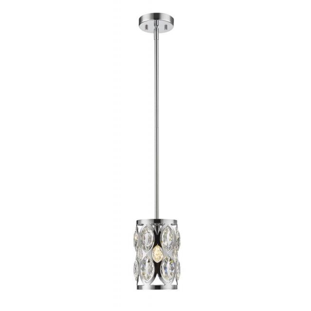 Z-Lite Lighting 6010MP-CH Dealey 1 Light 7 inch Pendant in Chrome with Clear Crystal Shade