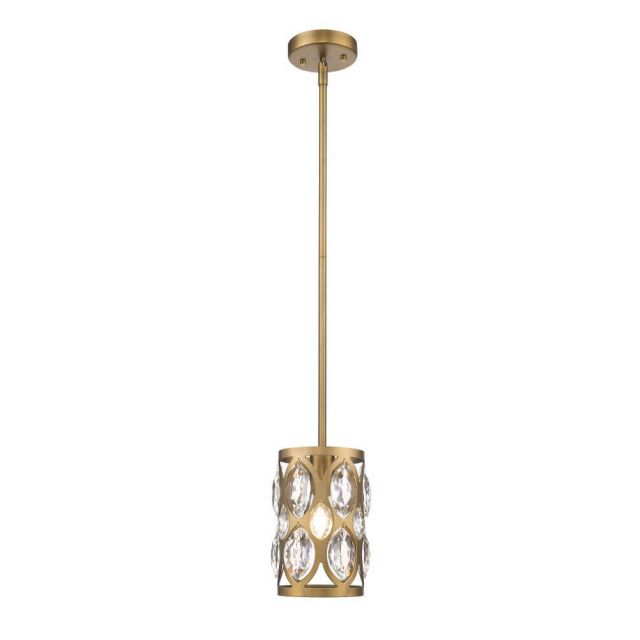 Z-Lite Lighting Dealey 1 Light 7 inch Pendant in Heirloom Brass with Clear Crystal Shade 6010MP-HB
