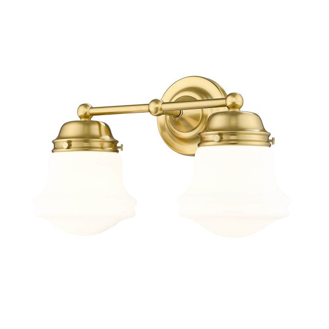 Z-Lite Lighting 735-2V-LG Vaughn 2 Light 16 inch Bath Vanity Light in Luxe Gold with Schoolhouse Style Glass Shade