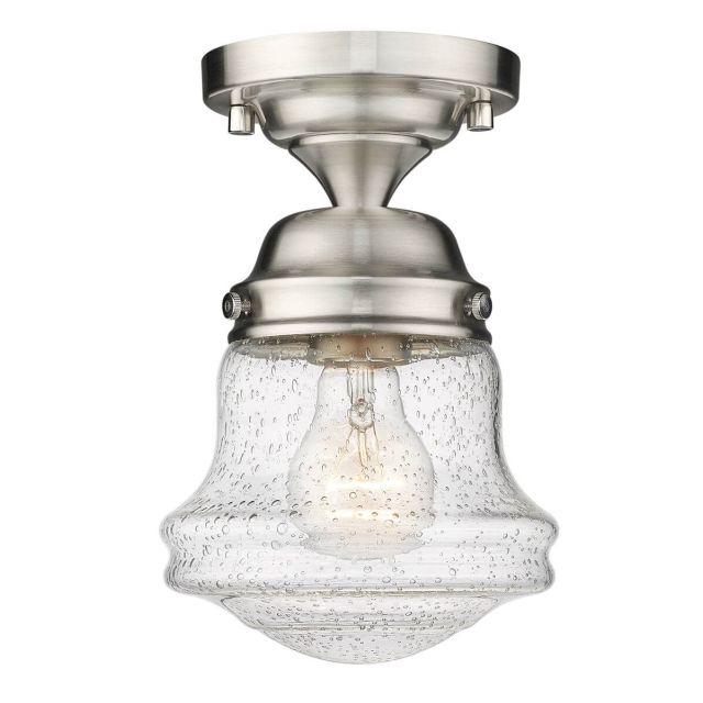 Z-Lite Lighting 736F1-BN Vaughn 1 Light 6 inch Flush Mounts in Brushed Nickel with Clear Seedy Glass