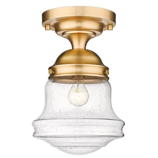 Z-Lite Lighting 736F10-HBR Vaughn 1 Light 11 inch Flush Mounts in Heritage Brass with Clear Seedy Glass