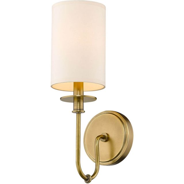 Z-Lite Lighting Ella 1 Light 16 Inch Tall Wall Sconce in Rubbed Brass with Beige Parchment Paper Shade 809-1S-RB