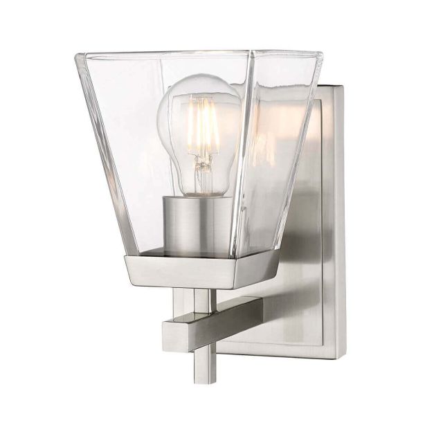 Z-Lite Lighting Lauren 1 Light 9 inch Tall Wall Sconce in Brushed Nickel with Clear Glass 819-1S-BN