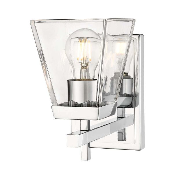 Z-Lite Lighting 819-1S-CH Lauren 1 Light 9 inch Tall Wall Sconce in Chrome with Clear Glass