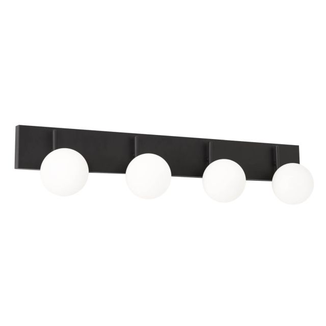 AFX Metropolitan 30 inch LED Bath Vanity Light in Black with White Glass Globe Diffusers