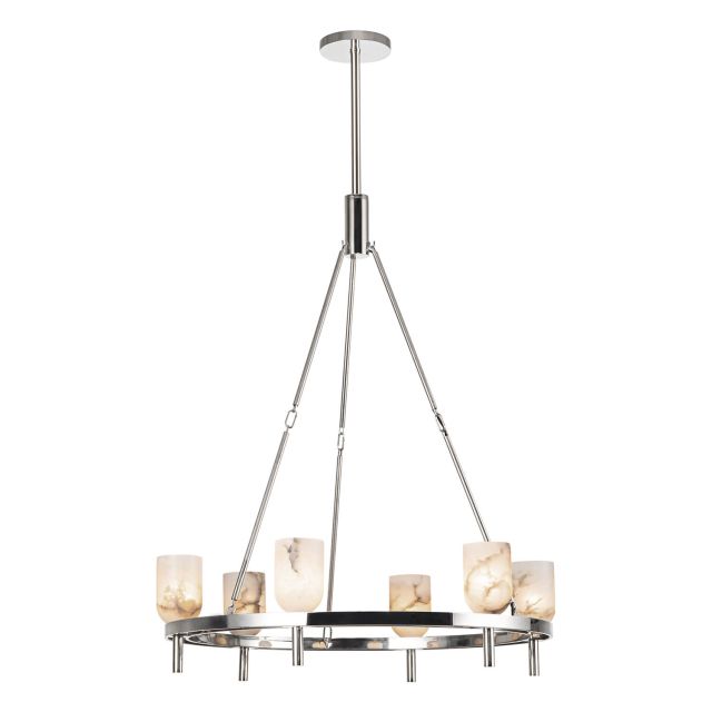 Alora Lighting Lucian 6 Light 32 inch Chandelier in Polished Nickel with Alabaster Bowl Shades CH338632PNAR