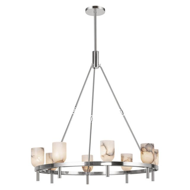 Alora Lighting CH338836PNAR Lucian 8 Light 36 inch Chandelier in Polished Nickel with Alabaster Bowl Shades