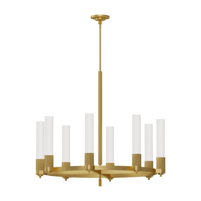 Alora Mood CH416108BG Rue 8 Light 38 inch Chandeliers in Brushed Gold with Glossy Opal Glass