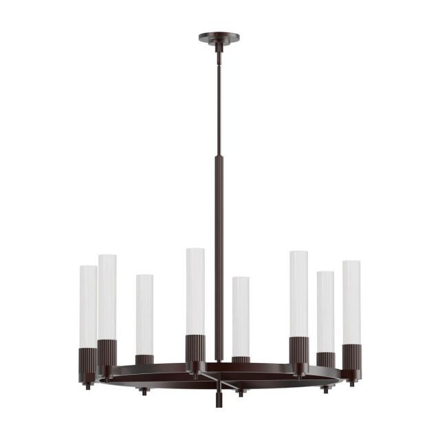 Alora Mood CH416108WB Rue 8 Light 38 inch Chandeliers in Warm Bronze with Glossy Opal Glass