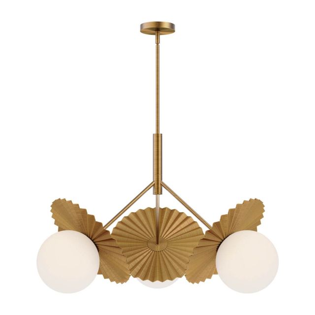 Alora Mood Plume 3 Light 34 inch Chandeliers in Brushed Gold with Matte Opal Glass CH501334BGOP