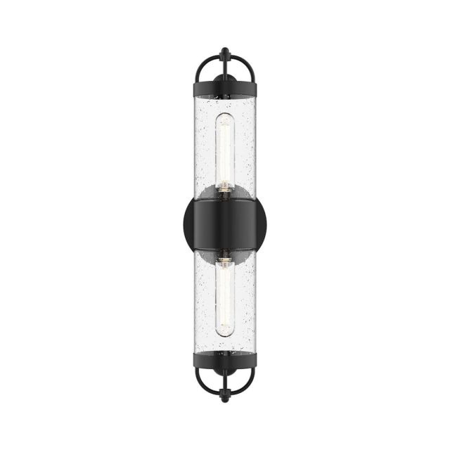 Alora Mood Lancaster 2 Light 21 inch Tall Outdoor Wall Light in Black with Clear Bubble Glass EW461102BKCB