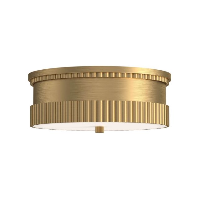 Alora Mood FM416114BG Rue 3 Light 14 inch Flush Mount in Brushed Gold with Glossy Opal Glass