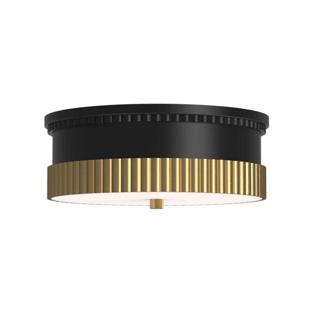 Alora Mood FM416114MBBG Rue 3 Light 14 inch Flush Mount in Matte Black-Brushed Gold with Glossy Opal Glass