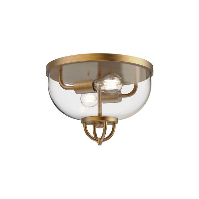 Alora Mood Lancaster 2 Light 13 inch Flush Mount in Aged Gold with Clear Glass FM461102AG