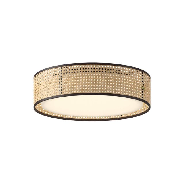 Alora Mood Lyla 16 inch LED Flush Mount in Rattan with White Acrylic Diffuser FM479016RB