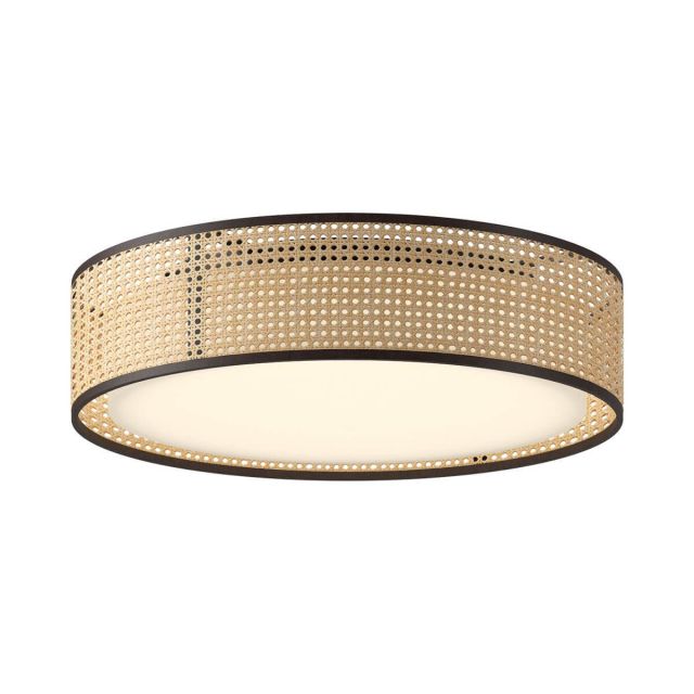 Alora Mood Lyla 20 inch LED Flush Mount in Rattan with White Acrylic Diffuser FM479020RB