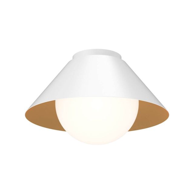 Alora Mood Remy 1 Light 14 inch Flush Mount in White with Matte Opal Glass FM485214WHOP