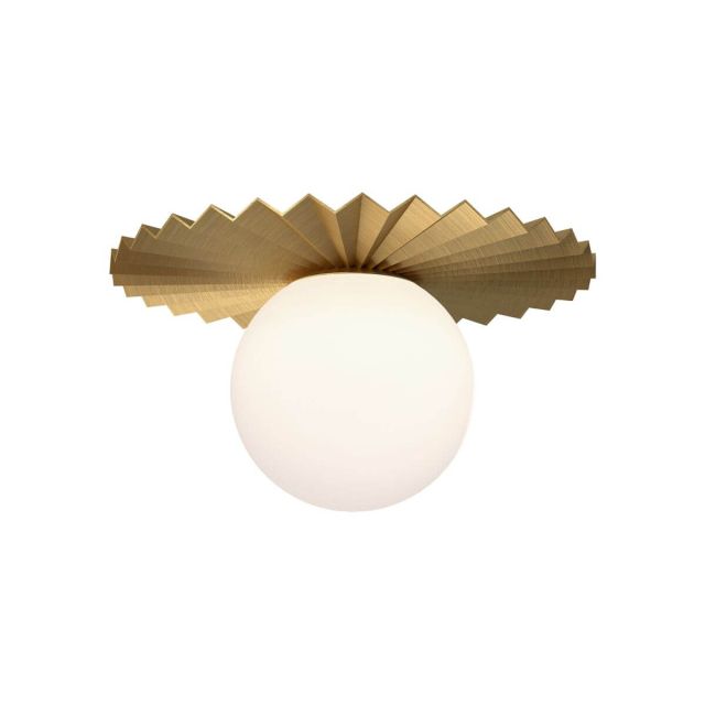 Alora Mood Plume 1 Light 12 inch Flush Mount in Brushed Gold with Opal Glass FM501212BGOP