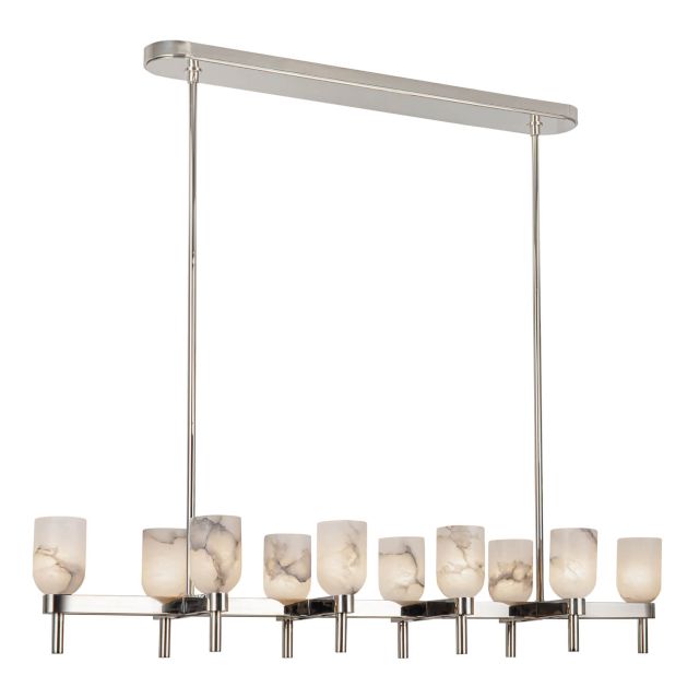 Alora Lighting LP338052PNAR Lucian 10 Light 52 inch Linear Light in Polished Nickel with Alabaster Bowl Shades