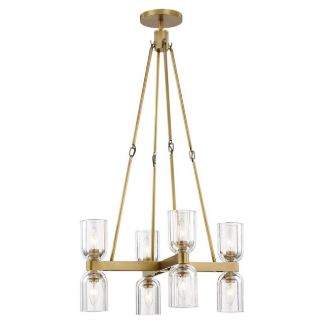 Alora Lighting CH338822VBCC Lucian 8 Light 22 inch Chandelier in Vintage Brass with Clear Crystal