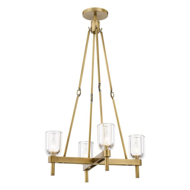 Alora Lighting PD338422VBCC Lucian 4 Light 22 inch Pendant in Vintage Brass with Clear Crystal