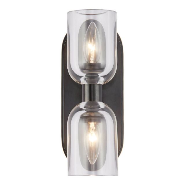 Alora Lighting Lucian 2 Light 12 inch Tall Wall Sconce in Urban Bronze with Clear Crystal WV338902UBCC