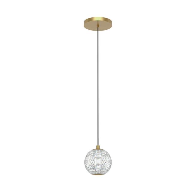 Alora Lighting Marni 4 inch LED Pendant in Natural Brass with Clear Carved Acrylic Diffuser PD321201NB