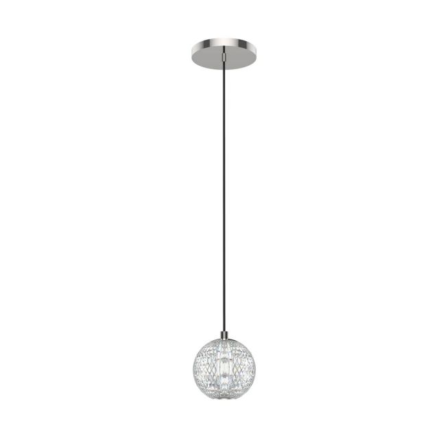 Alora Lighting Marni 4 inch LED Pendant in Polished Nickel with Clear Carved Acrylic Diffuser PD321201PN
