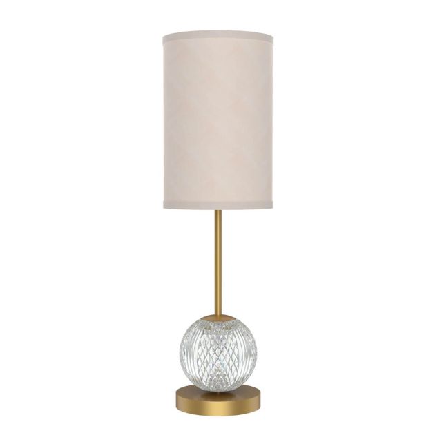 Alora Lighting Marni 22 inch Tall LED Table Lamp in Natural Brass with White Linen Shade and Clear Carved Acrylic Diffuser TL321201NBWL