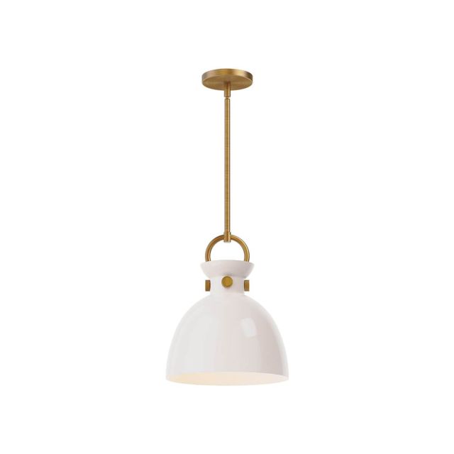Alora Mood Waldo 1 Light 11 inch Pendant in Aged Gold with Glossy Opal Glass PD411811AGGO