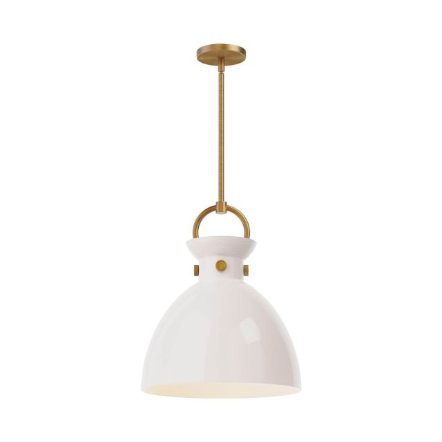 Alora Mood Waldo 1 Light 14 inch Pendant in Aged Gold with Glossy Opal Glass PD411814AGGO