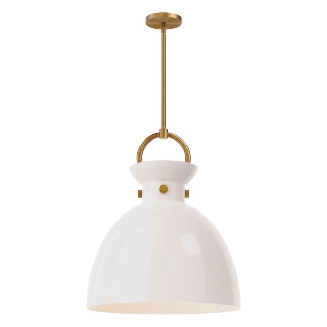 Alora Mood Waldo 1 Light 18 inch Pendant in Aged Gold with Glossy Opal Glass PD411818AGGO