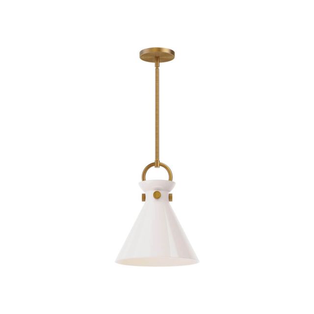 Alora Mood Emerson 1 Light 11 inch Pendant in Aged Gold with Glossy Opal Glass PD412511AGGO