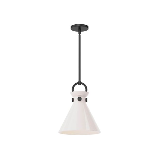 Alora Mood Emerson 1 Light 11 inch Pendant in Matte Black with Glossy Opal Glass PD412511MBGO