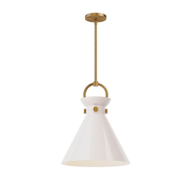 Alora Mood Emerson 1 Light 14 inch Pendant in Aged Gold with Glossy Opal Glass PD412514AGGO