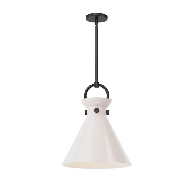 Alora Mood Emerson 1 Light 14 inch Pendant in Matte Black with Glossy Opal Glass PD412514MBGO