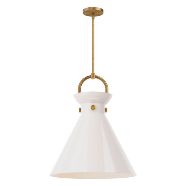 Alora Mood Emerson 1 Light 18 inch Pendant in Aged Gold with Glossy Opal Glass PD412518AGGO