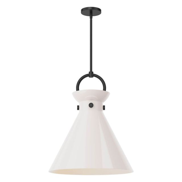 Alora Mood Emerson 1 Light 18 inch Pendant in Matte Black with Glossy Opal Glass PD412518MBGO