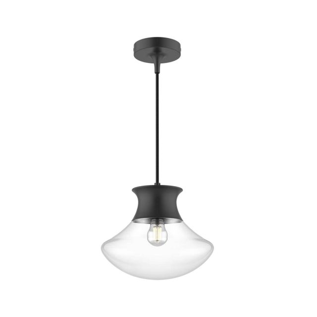 Alora Mood PD464012MB Marcel 1 Light 10 inch Pendant in Matte Black with Clear Glass