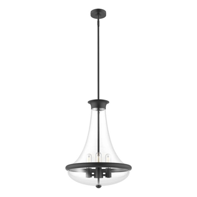 Alora Mood PD464018MB Marcel 4 Light 18 inch Pendant in Matte Black with Clear Glass