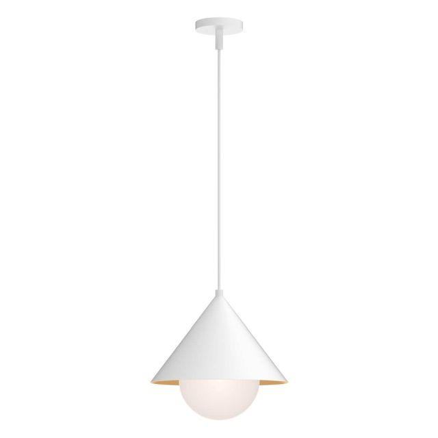 Alora Mood PD485214WHOP Remy 1 Light 14 inch Pendant in White with Matte Opal Glass