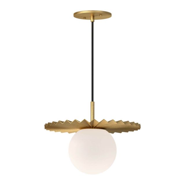 Alora Mood Plume 1 Light 12 inch Pendant in Brushed Gold with Opal Glass PD501212BGOP